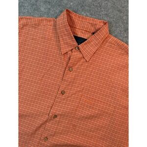 Hobie Mens‎ XL Orange Plaid Short Sleeve Button Down Shirt Modal Blend Casual